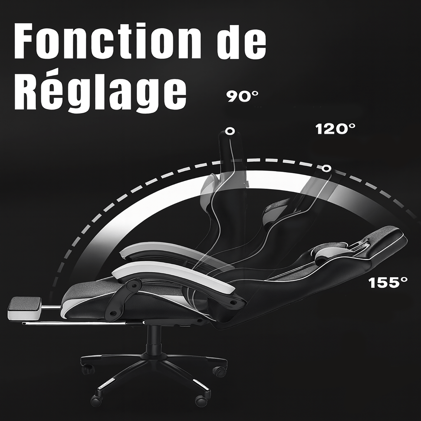 Chaise de Gaming Ergonomique Noire - Mon Tapis Design