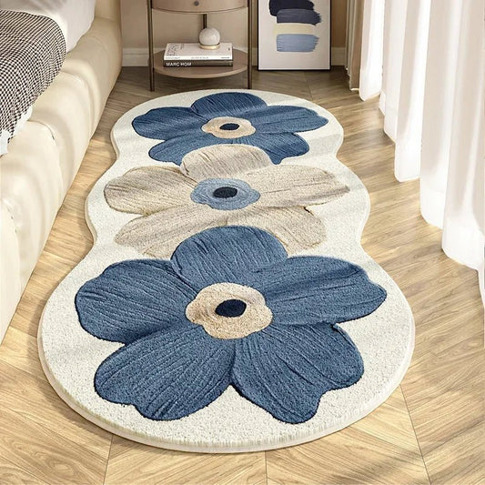 Tapis Chambre Fleurs Bleu - Mon Tapis Design