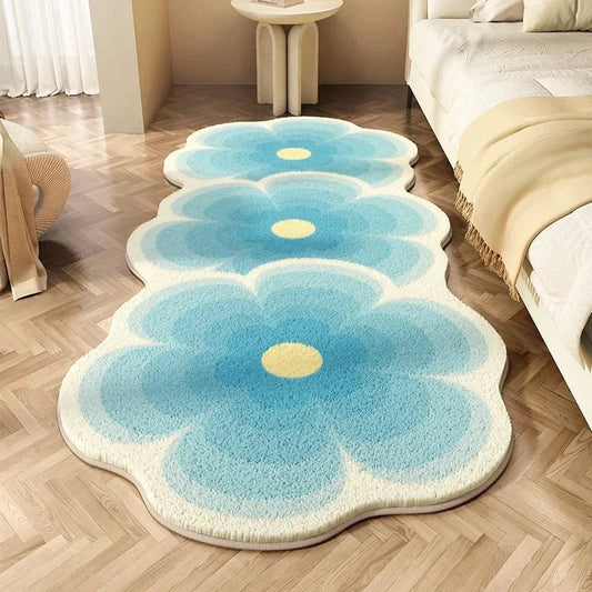 Tapis Chambre Fleurs Bleu Ciel - Mon Tapis Design