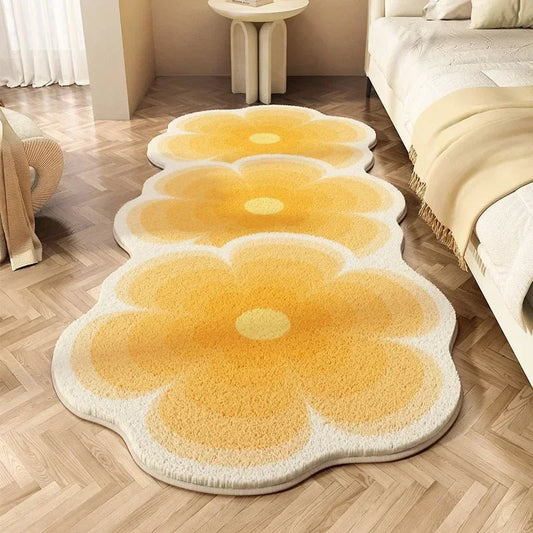 Tapis Chambre Fleurs Jaune - Mon Tapis Design