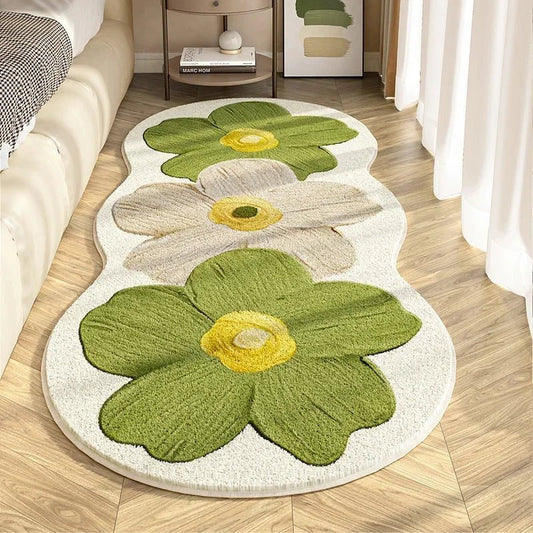 Tapis Chambre Fleurs Vert Clair - Mon Tapis Design