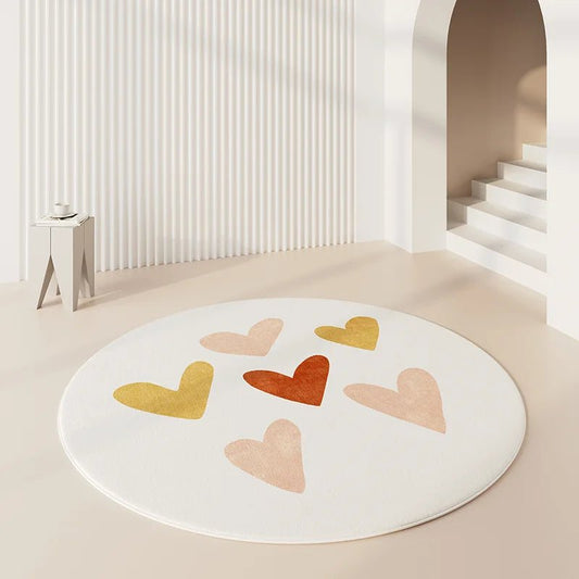 Tapis Rond Salon Minimaliste Coeurs - Mon Tapis Design