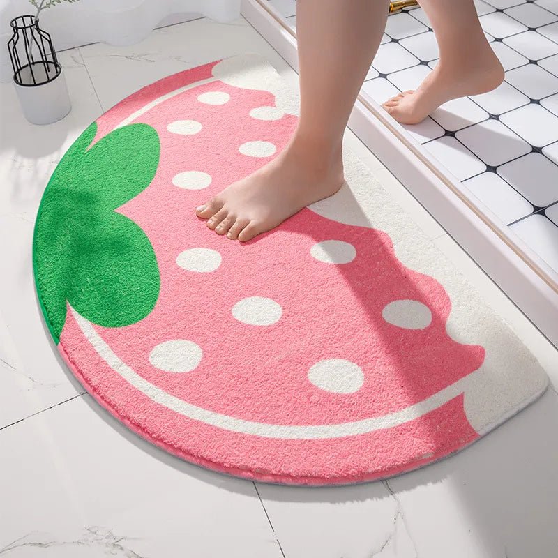 Tapis De Bain Antidérapant Fraise - Mon Tapis Design