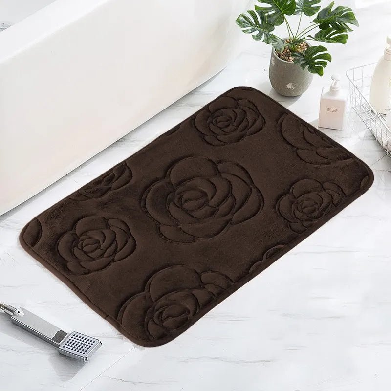 Tapis De Bain Motif Floral Café - Mon Tapis Design