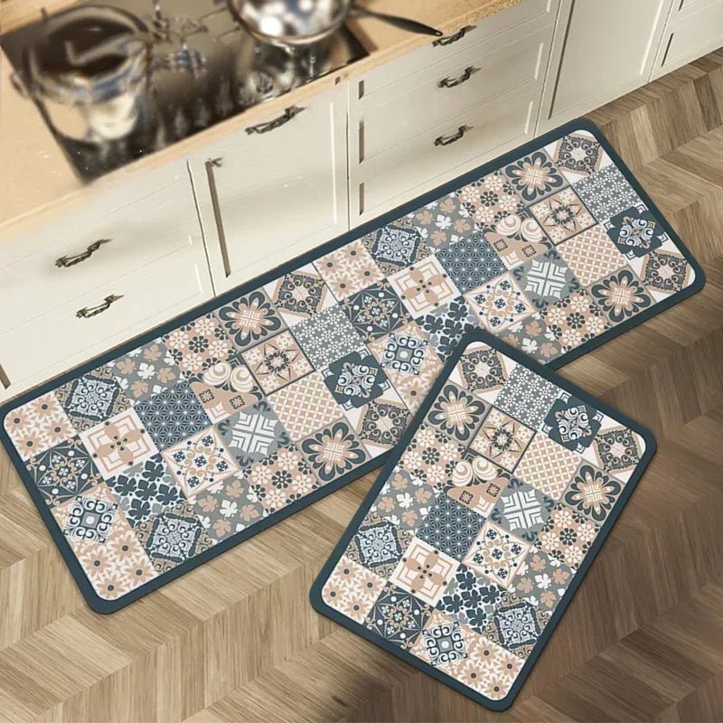 Tapis De Cuisine Chic Mosaïque Bleu - Mon Tapis Design