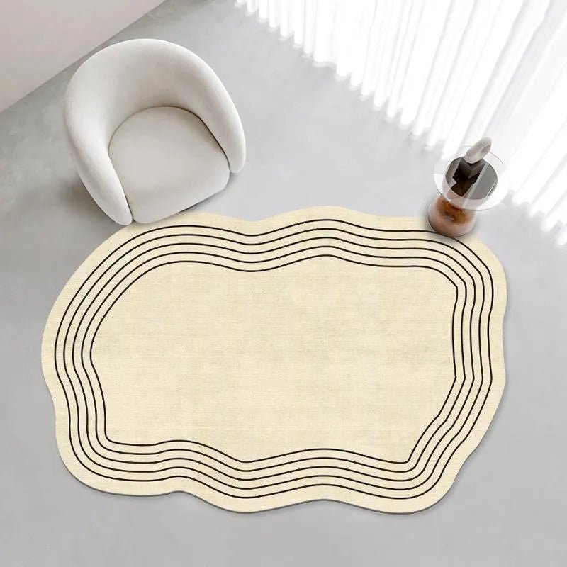 Tapis De Salon Moderne Ovale Beige - Mon Tapis Design