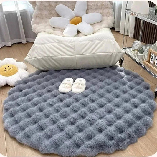 Tapis Rond Shaggy Gris - Mon Tapis Design