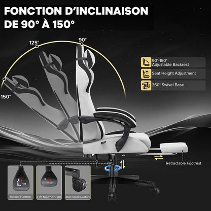 Chaise de Bureau Gaming Rouge - Mon Tapis Design