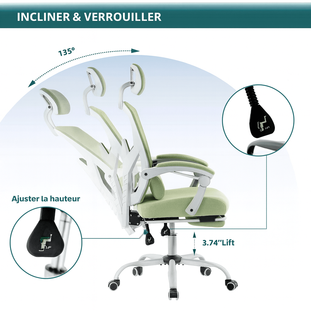 Chaise Ergonomique de Bureau Bleue - Mon Tapis Design