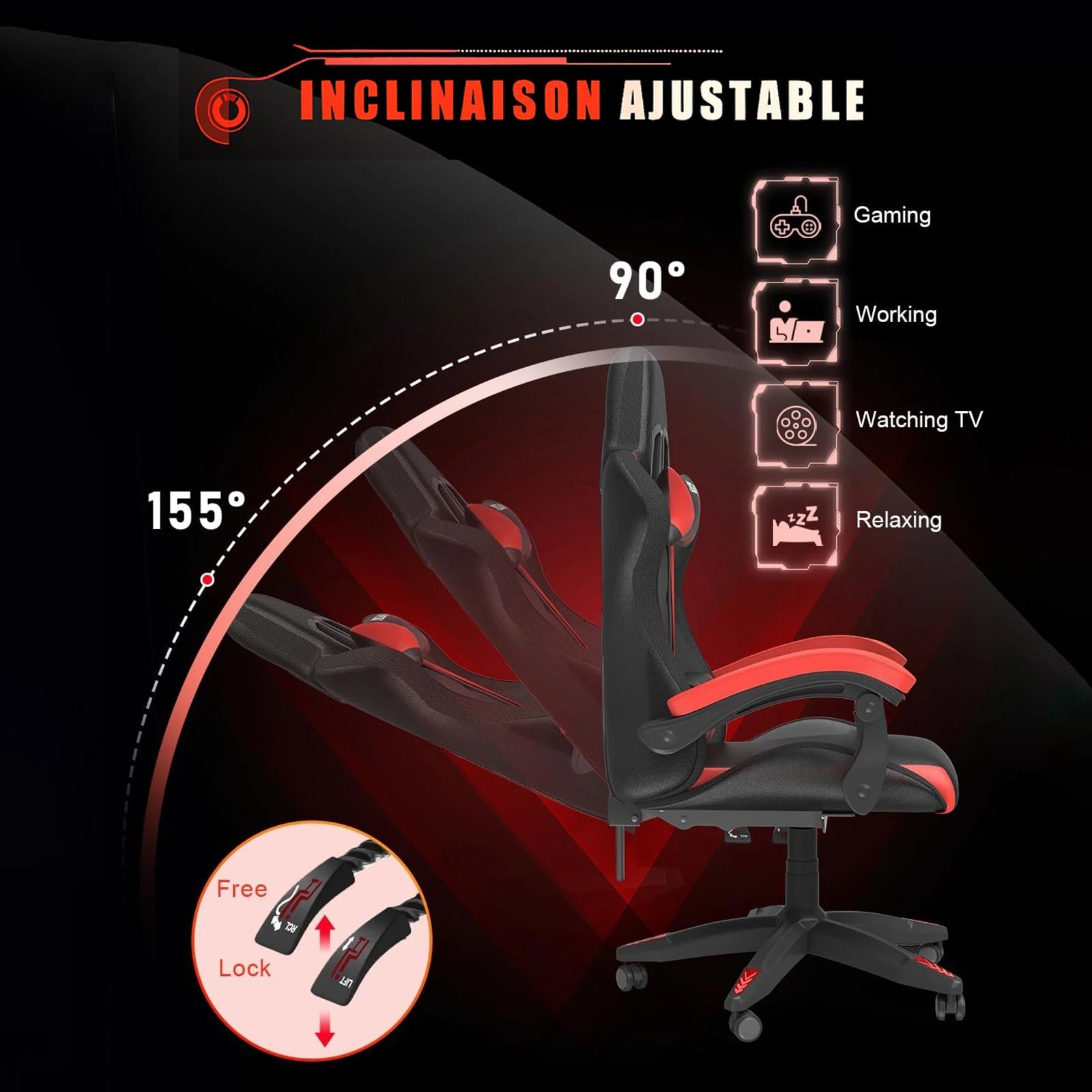 Chaise Gaming RGB Rouge - Mon Tapis Design