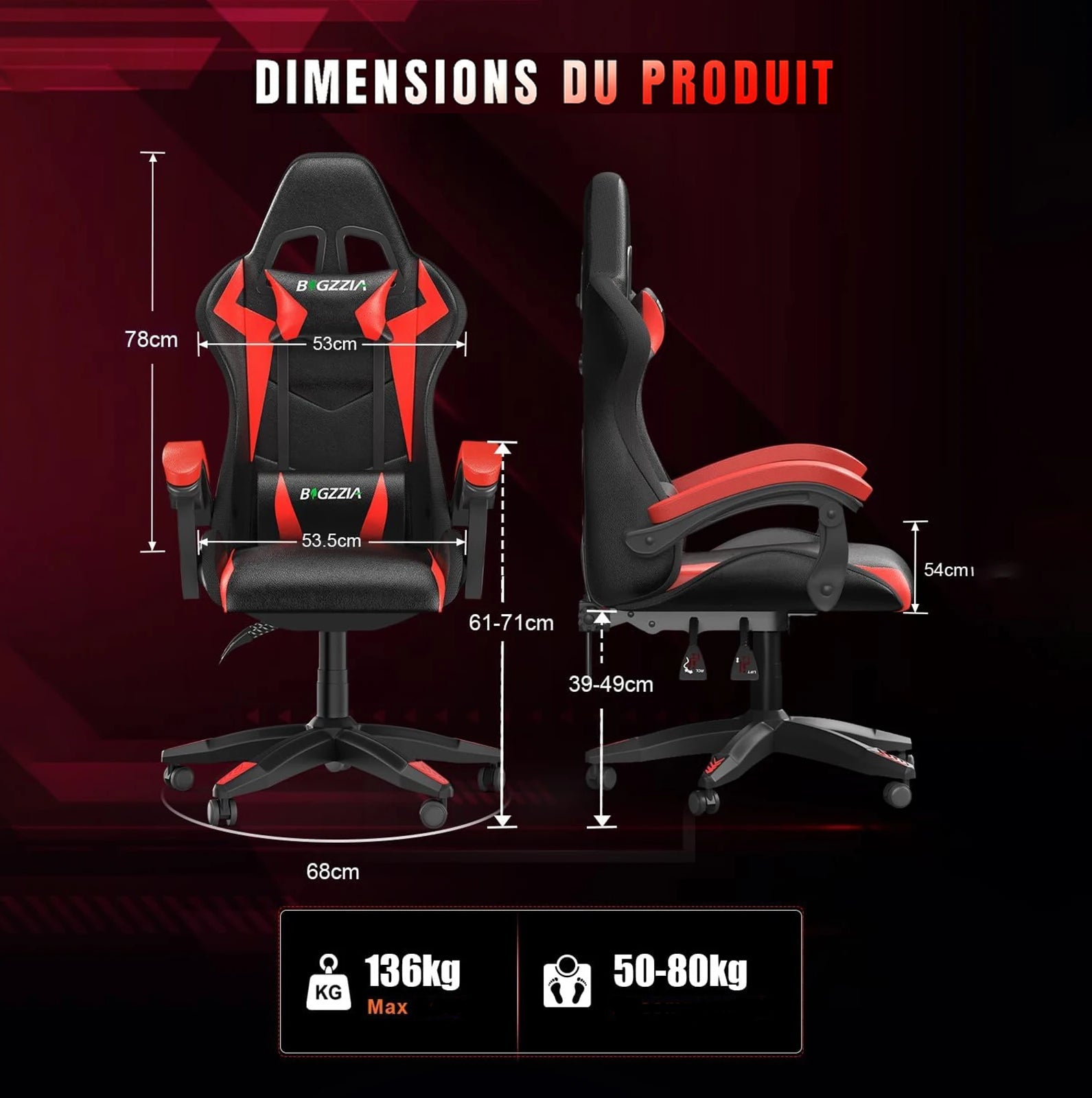 Chaise Gaming RGB Rouge - Mon Tapis Design