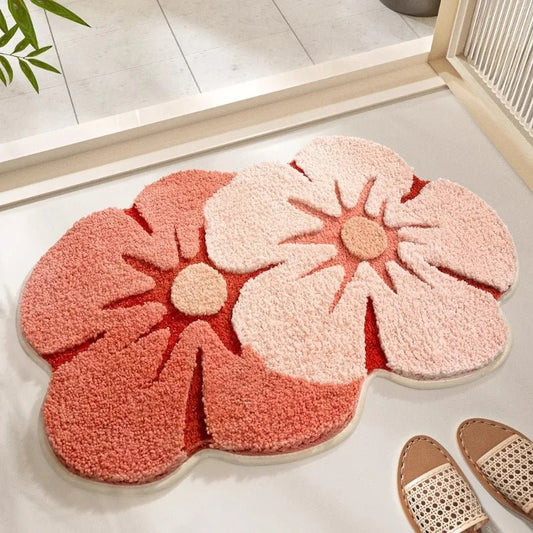 Tapis De Bain Antidérapant Fleurs Moderne - Mon Tapis Design