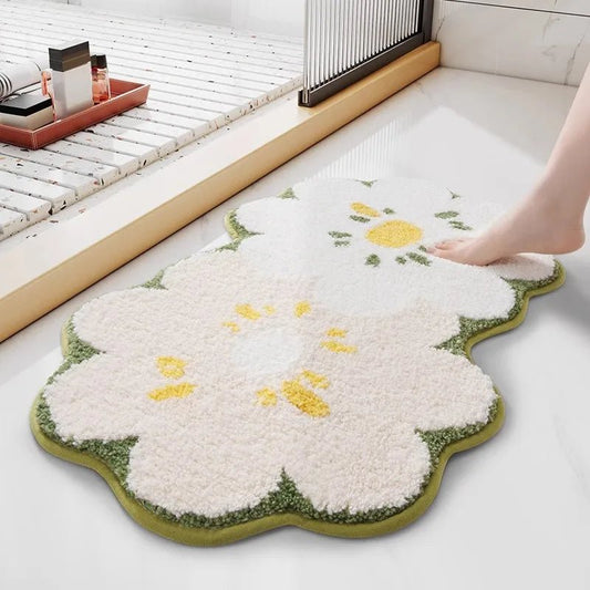 Tapis De Bain Antidérapant Moderne Fleurs - Mon Tapis Design