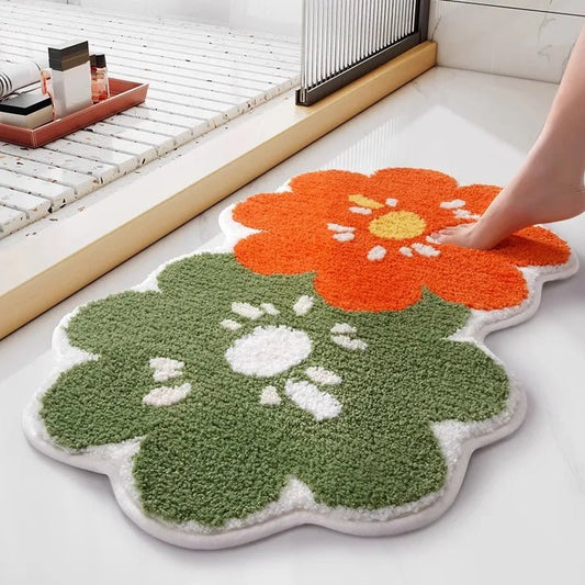 Tapis De Bain Fleurs Antidérapant - Mon Tapis Design