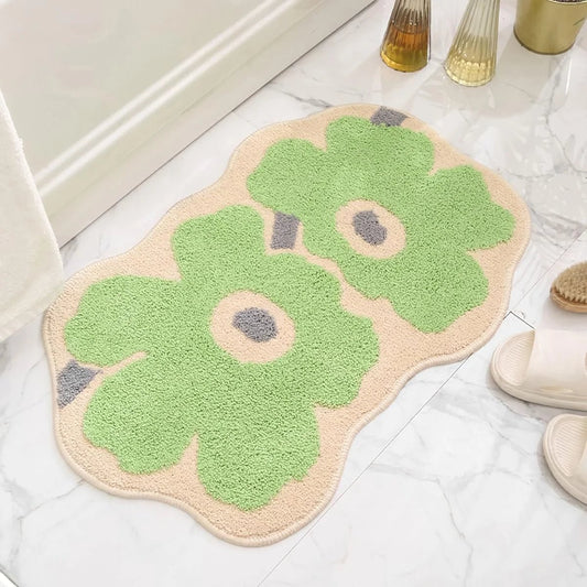 Tapis de Bain Fleurs Vertes - Mon Tapis Design