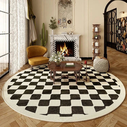 Tapis Rond Moderne Motifs Damier - Mon Tapis Design
