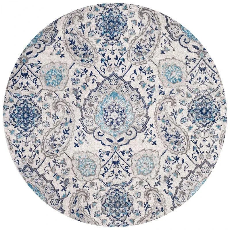 Tapis Rond Vintage Antique Bleu - Mon Tapis Design