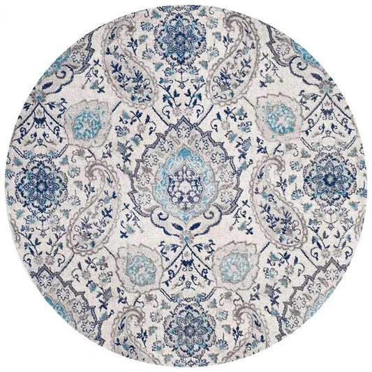 Tapis Rond Vintage Antique Bleu - Mon Tapis Design