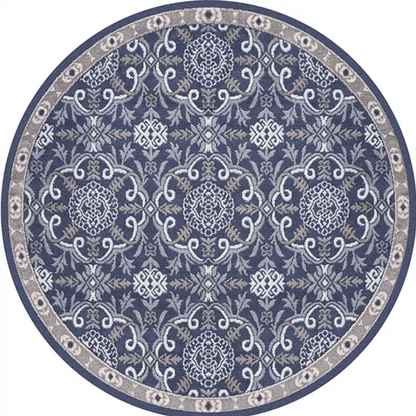 Tapis Rond Vintage Bleu Antique - Mon Tapis Design