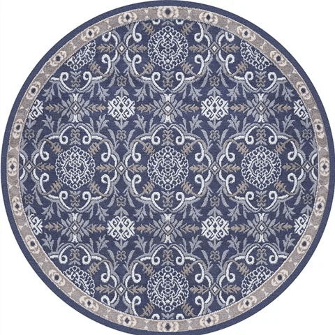 Tapis Rond Vintage Bleu Antique - Mon Tapis Design