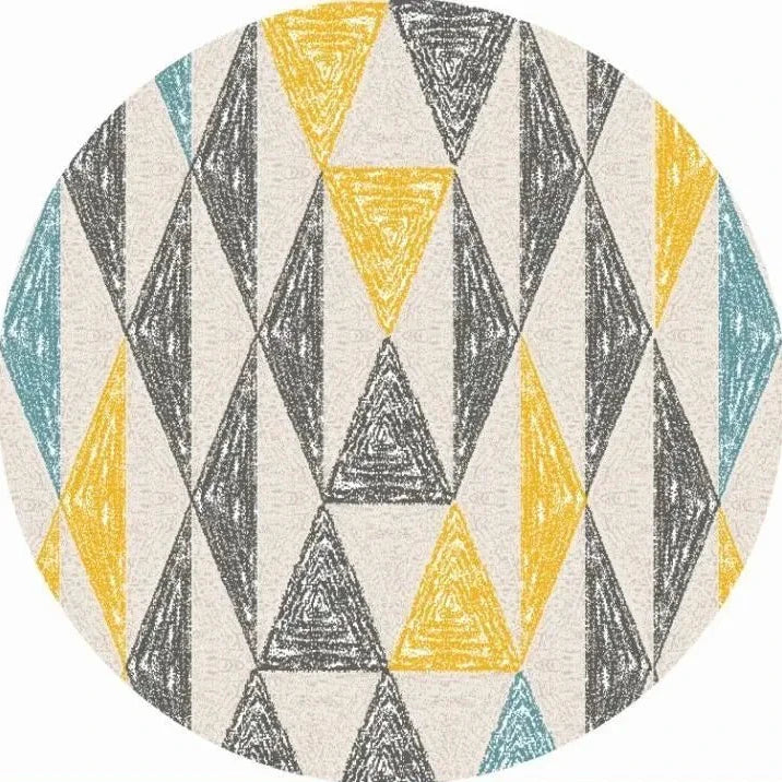 Tapis Rond Vintage Motifs Géométriques - Mon Tapis Design