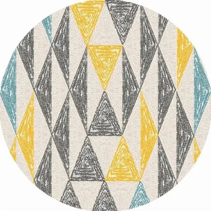 Tapis Rond Vintage Motifs Géométriques - Mon Tapis Design