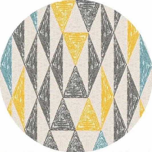 Tapis Rond Vintage Motifs Géométriques - Mon Tapis Design