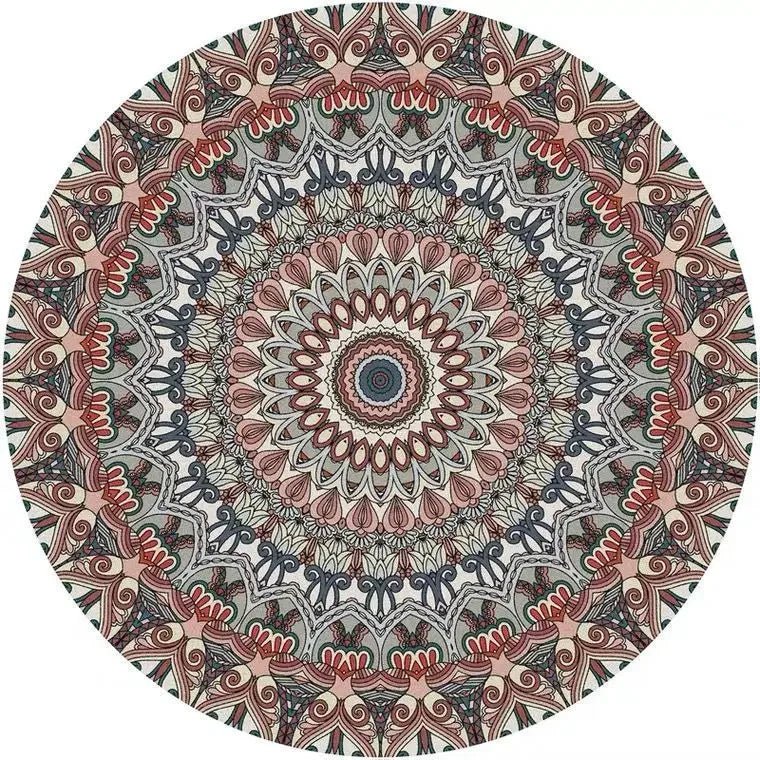 Tapis Rond Vintage Motifs Mandala - Mon Tapis Design