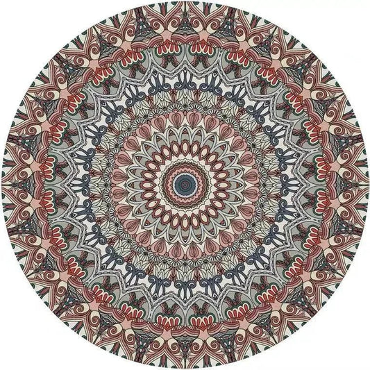Tapis Rond Vintage Motifs Mandala - Mon Tapis Design