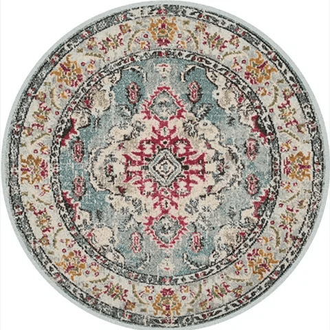 Tapis Rond Vintage Motifs Persans - Mon Tapis Design