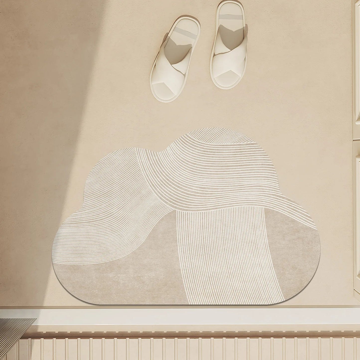 Tapis Salle de Bain Beige Minimaliste - Mon Tapis Design