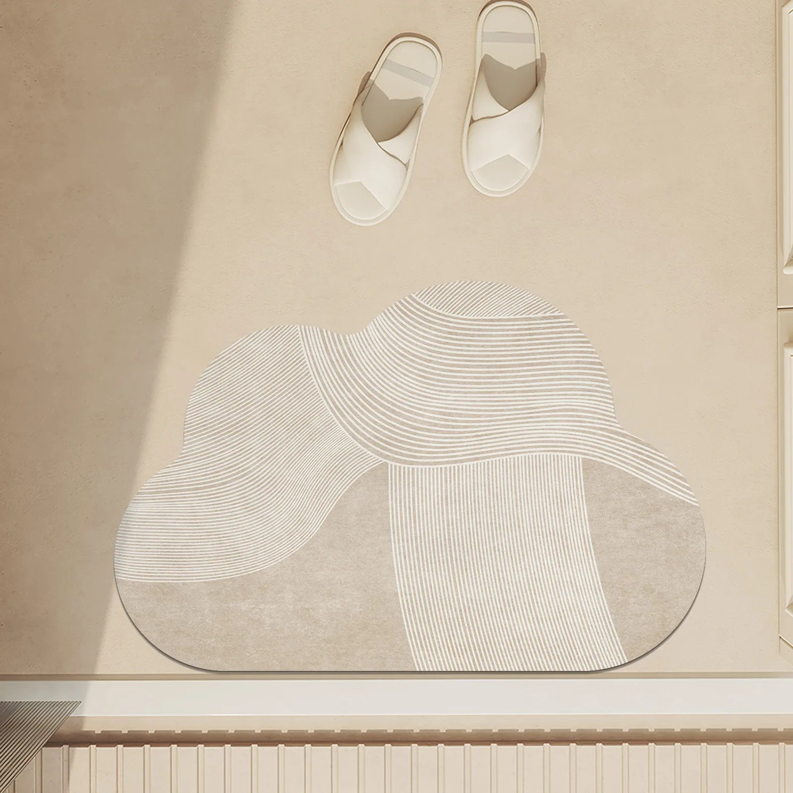 Tapis Salle de Bain Beige Minimaliste - Mon Tapis Design