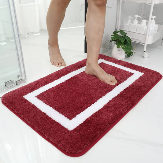 Tapis De Bain Carré Rouge Bordeaux - Mon Tapis Design