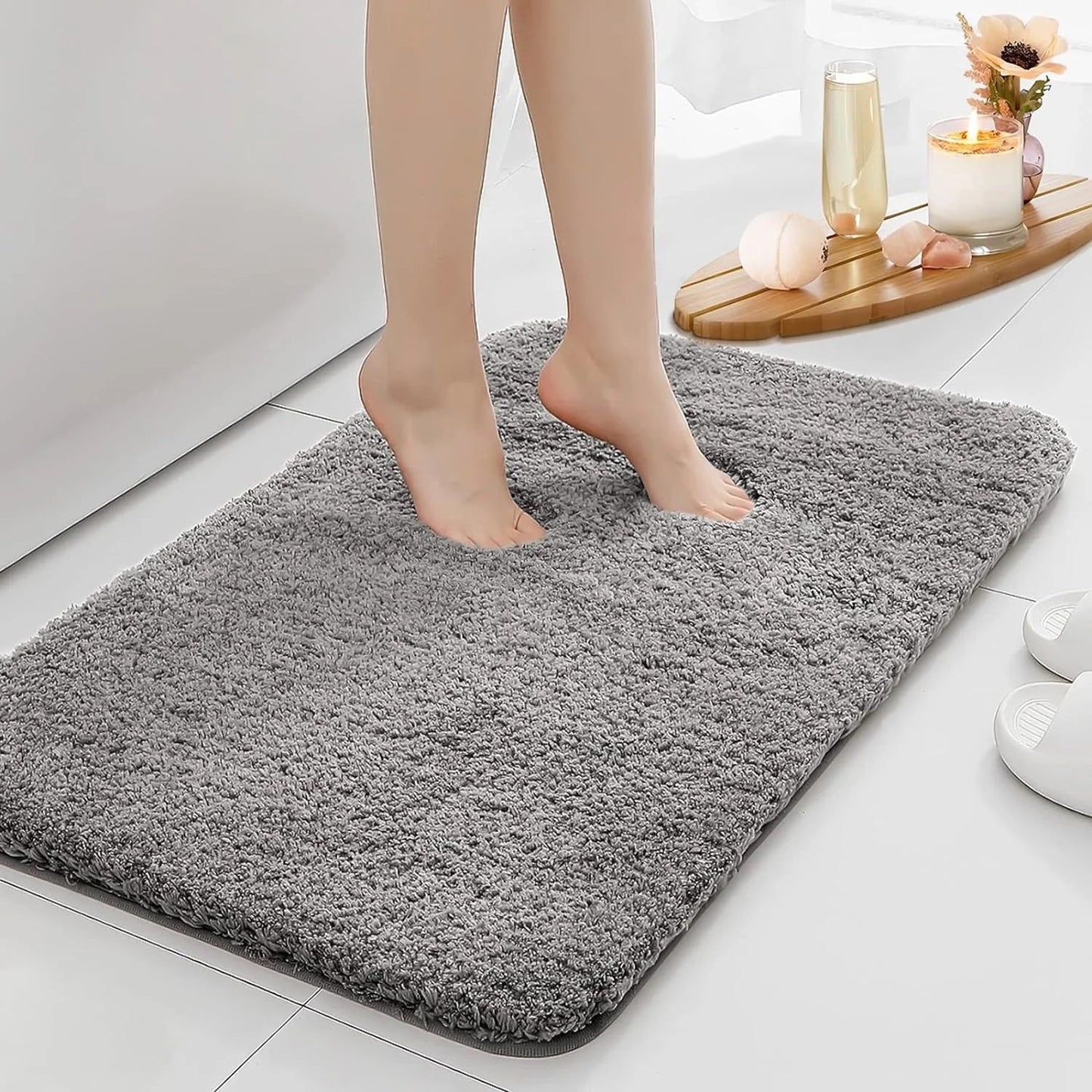 Tapis De Bain Gris Absorbant - Mon Tapis Design