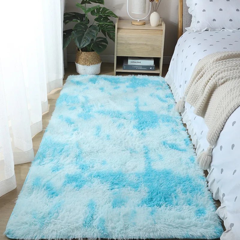 Tapis De Chambre Doux Bleu Turquoise Tie-Dye - Mon Tapis Design