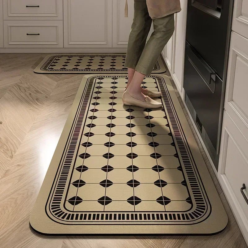 Tapis De Cuisine Moderne Neige & Noir - Mon Tapis Design