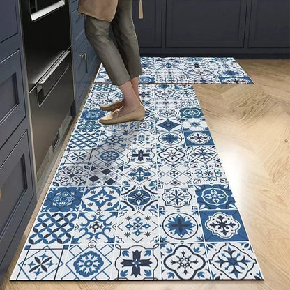 Tapis De Cuisine Mosaïque Bleu - Mon Tapis Design