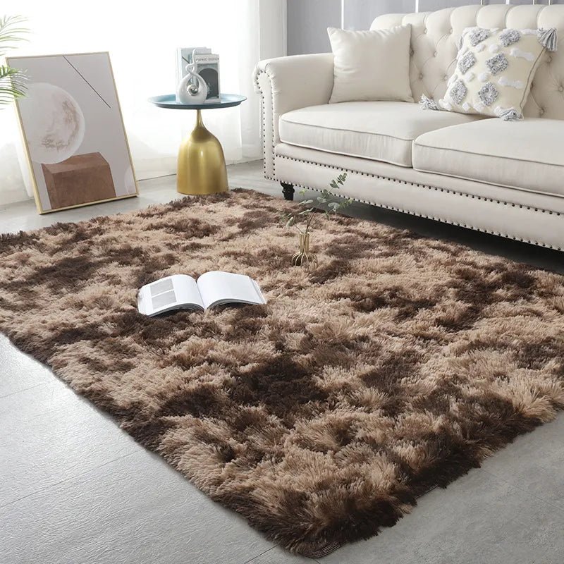 Tapis De Salon Doux Marron Tie-Dye - Mon Tapis Design