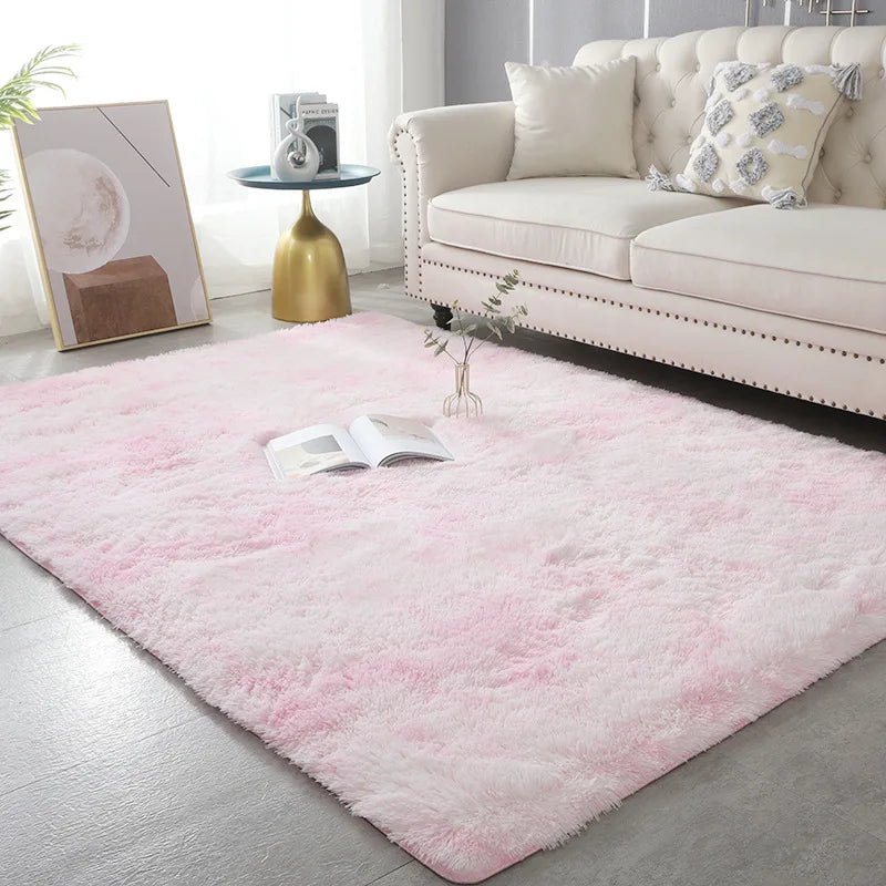 Tapis De Salon Doux Rose Blanc Tie-Dye - Mon Tapis Design