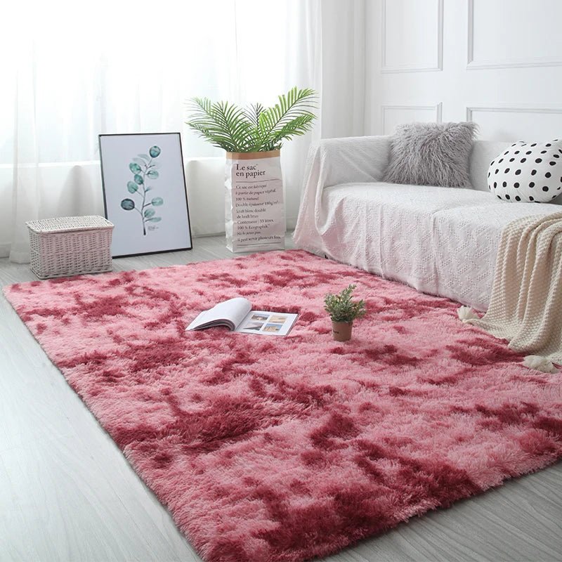 Tapis De Salon Doux Rouge Foncé Tie-Dye - Mon Tapis Design