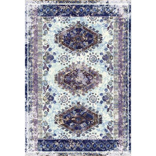 Tapis de Salon Rétro Vintage Bleu - Mon Tapis Design