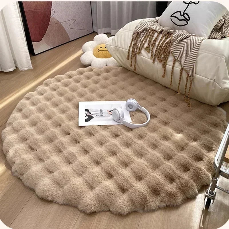 Tapis Rond Shaggy Marron - Mon Tapis Design